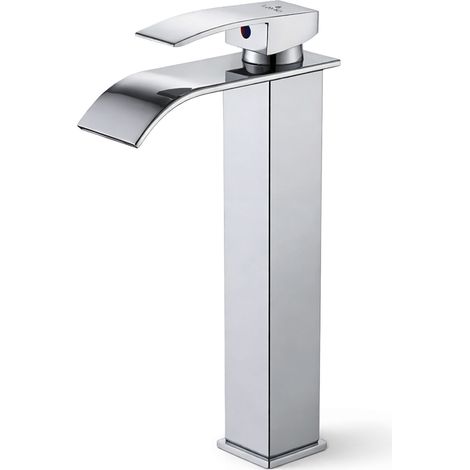 Waschtischarmatur hoch Wasserfall Chrom Aufsatzwaschbecken Badarmatur EVIO