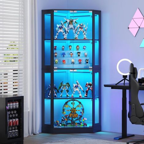 Vitrine d’Angle avec Portes en Verre Meuble Vitré en Verre   Adaptée aux Objets de Collection et Spiritueux