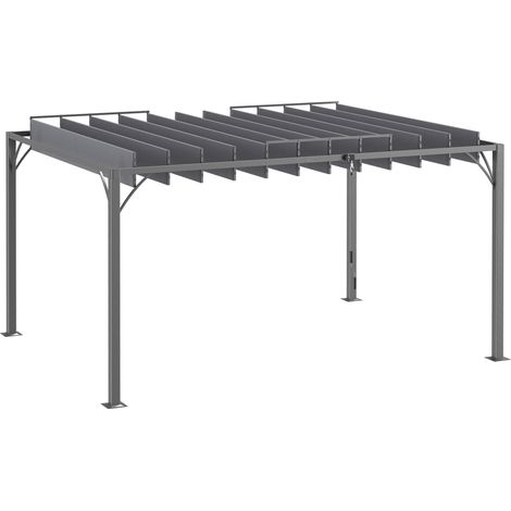 Pergola 4 x 3 m bioclimatique pergola avec lames orientables style contemporain UV 50+ aluminium - gris (1/5)