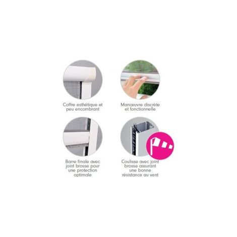 Moustiquaire enroulable Verticale Alu H230 cm x L150 cm Gris - Moustikit Confort (1/3)