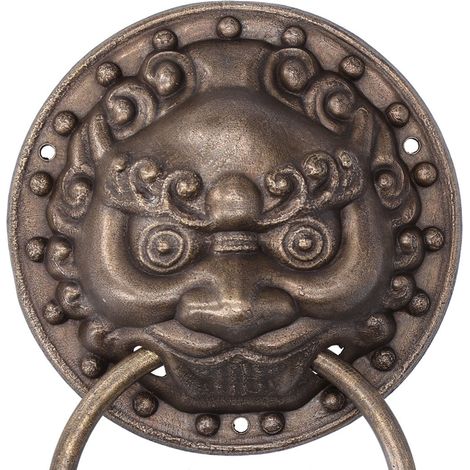 Heurtoir de porte ancien en laiton avec tête de lion, poignée de porte rétro, décoration intérieure (1/5)