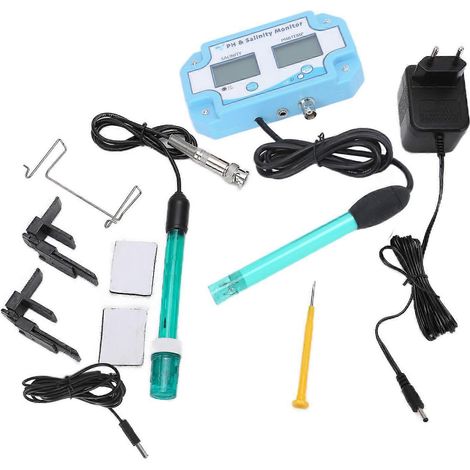 PH‑2987 3-in-1 Online-pH-, Salzgehalts- und Temperaturmessgerät – Wasserqualitätsmonitor und -analysator für Aquarien (EU)
