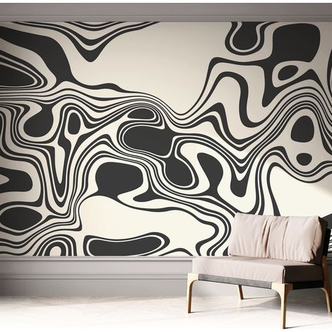 Selbstklebende Tapete modern Wohnzimmer - Wanddeko Schlafzimmer - Tapete mit Motiv Dynamische Linien 312x219 cm (1/5)