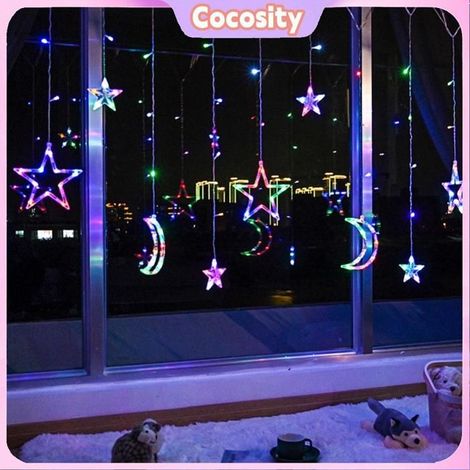 Cocosity Rideau lumineux LED rideau lumière étoile lune fenêtre lumières deco lampe Télécommande Télécommande USB couleur 3,5 m (1/5)