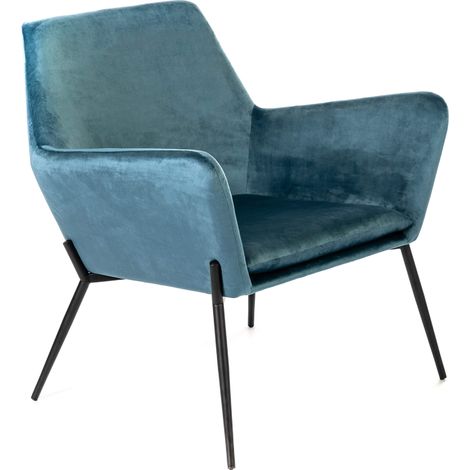 Poltrona 71,5x54x70 cm in Metallo e Velluto Blu (1/5)