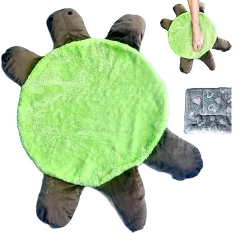 Balai à pied en forme de tortue de sol, joli tampon de nettoyage double face en forme de tortue, balai mains libres pour la poussière et les cheveux, lavable et réutilisable pour les sols de la maison (1/5)