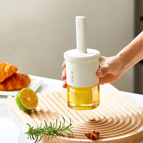 Bouteille À Huile Avec Brosse - 18,5 cm - Silicone Alimentaire - Étanche - Pour Cuisine Baking Grill - 1 Pièce (1/5)