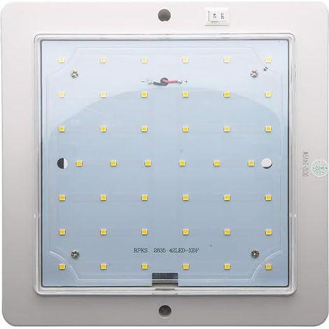 Plafonnier carré, 12-24V LED camping-car 9W caravane, RV, bateau, lampe de toit - lumière blanche (1/5)