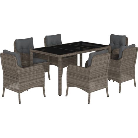 Maison Exclusive - Set comedor jardín 7 pzas y cojines ratán sint (1/5)