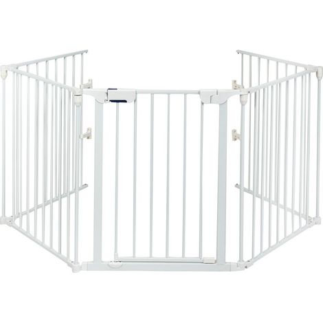 5 Panel Fireplace Fence Baby Pet Safety Gate Playpen Adjustable Room Divider