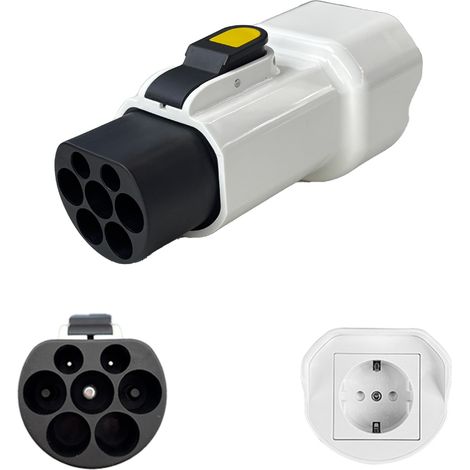 Adaptateur de prise portable de type 2 vers 16 A, compatible avec les prises de charge 110-220 V CA, certifié CE, pour la charge à domicile et en voyage (prise AU).