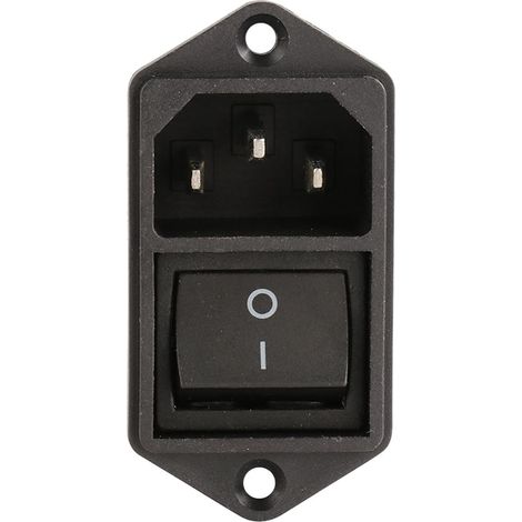 AC Power Cord Socket IEC320 C14, Socket with Rocker Switch, 250V, 10A, Black, for Industrial and Commercial Equipment (1/2)