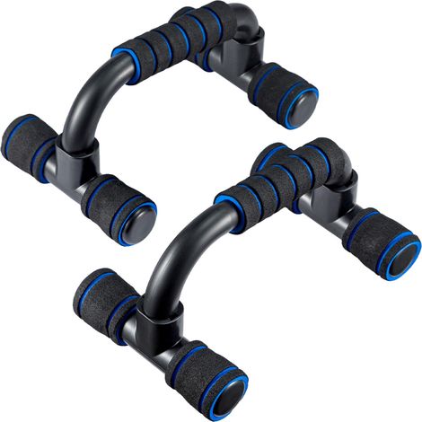 JF HOME BLISS Push Up Bars for Men & Women Non-Slip Foam Grip Handles H-Shaped Sturdy Design for Home Gym Workout Strength Training Equipment for Chest Arms & Shoulder Exercise (Blue-Black)