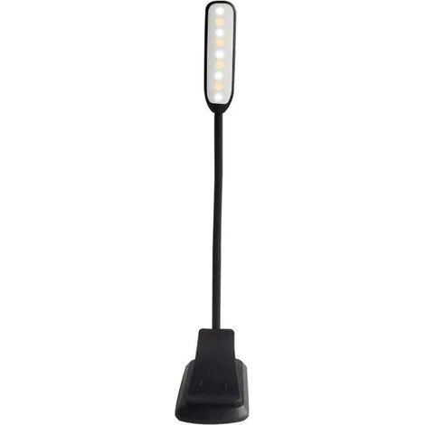 Lampe de Lecture Rechargeable 7 LED 360 Cou Flexible 3 Tempratures de Couleur Interrupteur Tactile Noir (1/4)