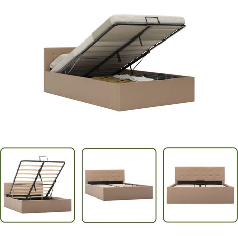 The Living Store Cadre de lit à rangement hydraulique sans matelas 120x200 cm - Lit Double - Lit Coffre - Lit Hydraulique - Cadre De Lit - Meubles De Chambre (1/5)