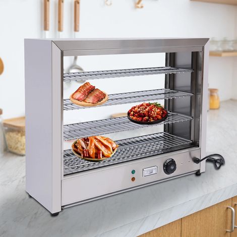Vitrine mit Wärmeisolierung, 800 W, Topmontage, Vitrine, Warm, Lebensmittel, Tankstelle, Temperatur verstellbar von 30 – 85 °C, schnelles Aufheizen, für Geschäfte, Bequemlichkeit (1/5)