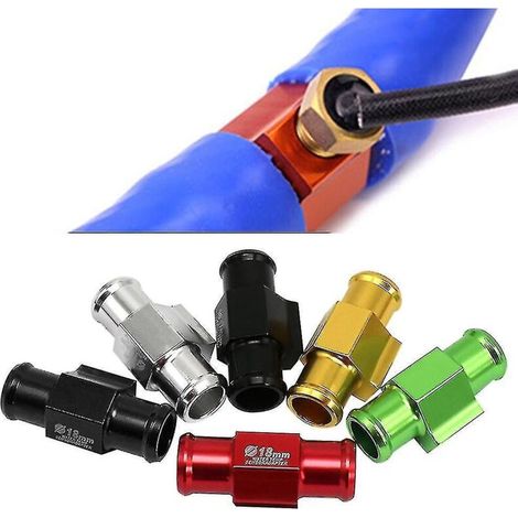 Adaptateur de tuyau universel 18/22 mm pour capteur de température d'eau de moto avec 2 colliers de serrage - Argenté (1/3)