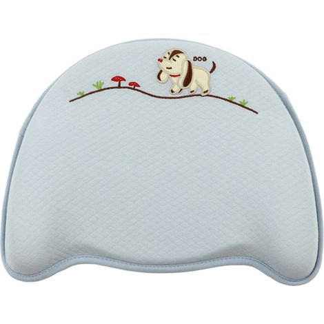 Oreiller bébé ergonomique bleu, anti-tête plate, doux et respirant, forme anatomique, soin et sommeil, 29,5 x 23 x 2cm (1/5)