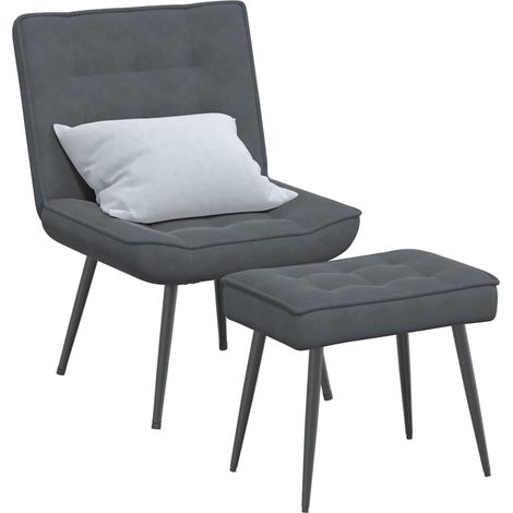 Relaxsessel mit Hocker Dunkelgrau Samt vidaXL538558 (1/5)