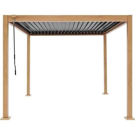 Gayafores – Pergola bioclimatique aluminium et acier 300x300x240 cm – Lames ajustables pour ombre et ventilation – Résistante aux intempéries (1/3)