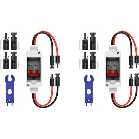 Interrupteur de sectionnement pour panneaux solaires (2 unités), disjoncteur 32 A CC 1000 V, boîtier étanche IP65. (1/2)