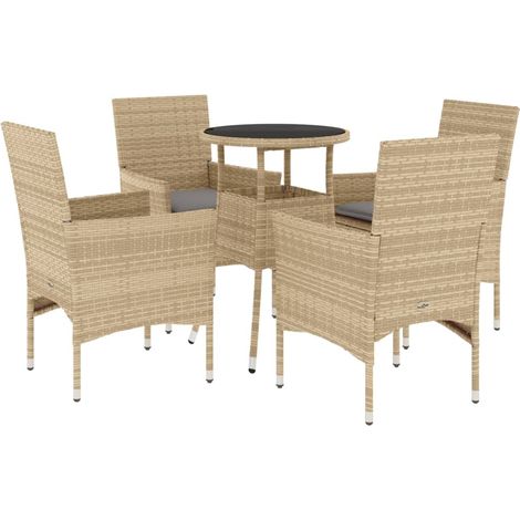 Maison Exclusive - Set comedor jardín 5 pzas cojines ratán sintét (1/5)