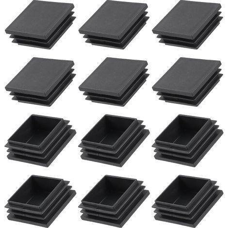 Bouchon D Extrémité Tube Carré 45 x 45mm pour Meuble Noir 12 pièces Bouchons Plastique Insertion coques D Extrémité Couvercle Tube coques Filetées (1/4)