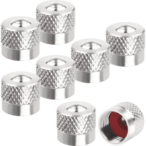 Lot de 8 bouchons de valve de pneu avec joint en caoutchouc pour voiture et moto. (1/5)