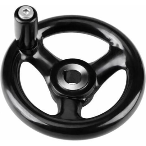 Volant de fraisage 1 pièce Tour Noir, alésage 12 mm diamètre 100 mm Volant à 3 Rayons avec poignée pour fraiseuses, Tours, rectifieuses (1/5)
