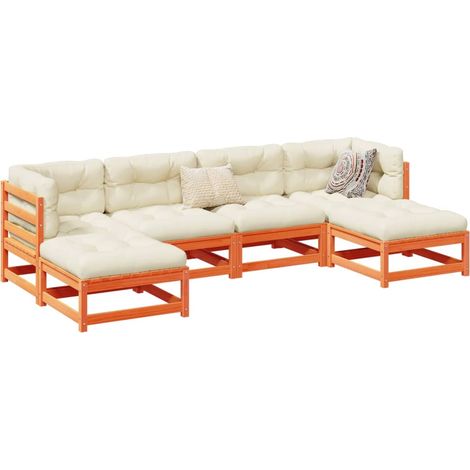 vidaXL Set Divani Giardino 6pz con Cuscini Marrone Cera Massello Pino (1/5)