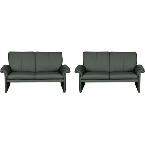 Ensemble de 2 canapés 2 places en 100% tout cuir italien vachette COMO, gris foncé