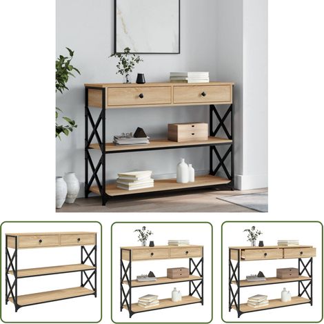 The Living Store Table console chêne sonoma 100x28x75 cm bois d'ingénierie - Table Basse - Table D'appoint - Meuble D'entrée - Table Console - Table Industrielle (1/5)