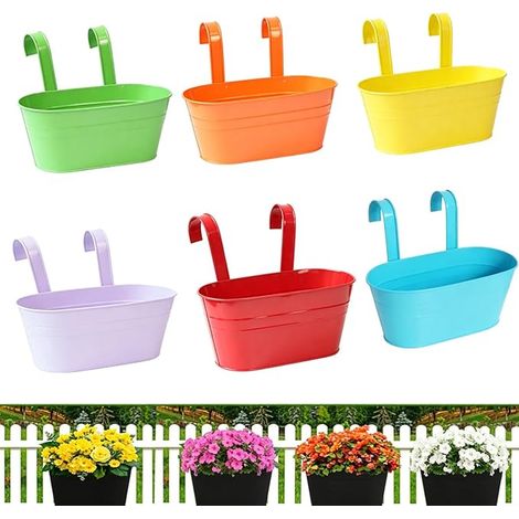 Pots De Fleurs Suspendus Métal Jardinière De Balcon Pot De Fleurs Suspendu Crochets Amovibles Balcons Balustrades Jardins Murs (1/5)
