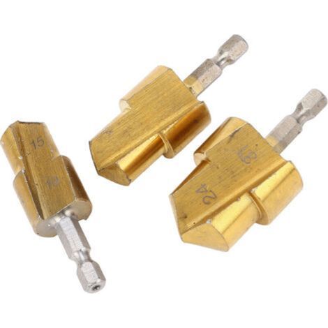 Kit de 3 forets étagés pour alésoirs de tuyaux PPR en acier à haute teneur en carbone, pour raccords PVC, queue hexagonale, 19 mm, 24 mm et 31 mm. (1/5)