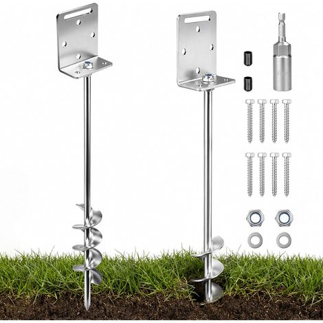 Piquets de Tente en Acier, Piquets d'ancrage au Sol pour Trampoline, Sardines Longs et Durables pour Le Camping 46cm, Ancrage au Sol à Visser Wind, pour Camping Extérieur Pique-Nique Randonnée Pêche (1/5)