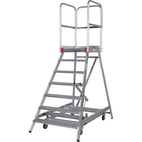 Euroline Premium 515 Mobile Podesttreppe einseitig mit Zentralfeststellung 7 Stufen (1/2)