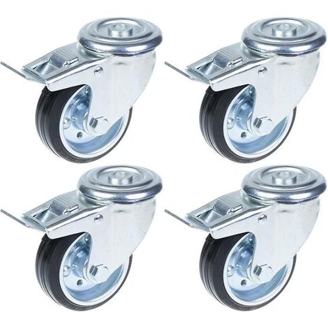 Rollen - ZHONGSHAN - 80 mm - Schwarzes Gummi - Mit Bremse schwenkbar - Tragfähigkeit 280 kg