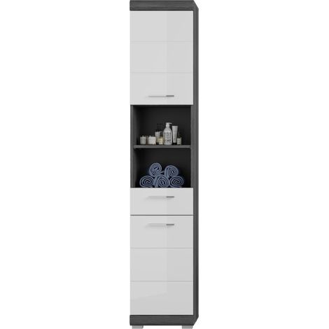 Set bagno SCOTT - Mobile sotto lavabo, specchio, colonna e 2 mezze colonne