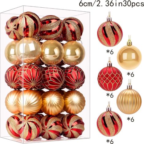 Décorations d'arbre de Noël, Fleurs de Noël, Cime d'arbre pour Sapin de Noël 30 Boules (1/5)