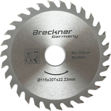 Disco circolare in widia per legno 115×1,2×22,23 mm, 30 denti, velocità massima 13.200 rpm Breckner Germany (1/3)