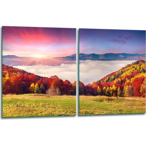 2 plaques de protection en verre pour cuisinière 40x52 paysage (1/5)