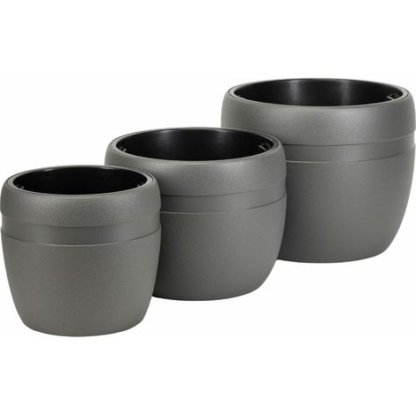 Set LUNA CLASSIC anthrazitfarbener Blumentöpfe, 3 Stück. (1/5)