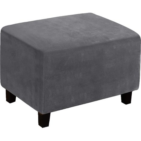 Housse de protection pour repose-pieds ottoman, tabouret de rangement pliable, housse de protection avec base élastique antidérapante pour salon (XL, gris) (1/5)