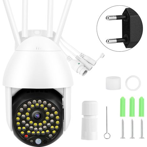 Caméra WiFi PTZ 1080P 50 LEDs, vision nocturne couleur IP66, suivi intelligent, alarme CCTV pour sécurité domestique, prise UE 100-240V (1/5)