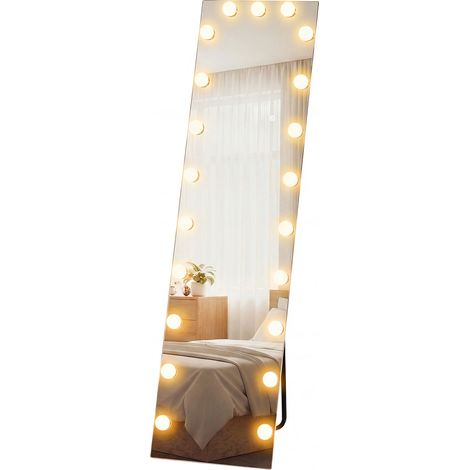 Miroir LED RGB sur pied 150x40cm 21 ampoules 7 couleurs interrupteur tactile mémoire