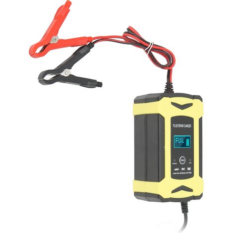 Chargeur de batterie intelligent avec ventilateur de refroidissement, maintien de charge intelligent par impulsions haute et basse fréquence, prise UE 110-240 V (1/5)
