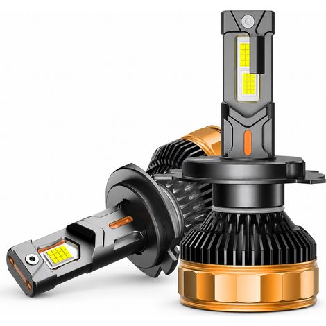 Ampoule LED H1 pour Phare de Voiture REDSEA, Lumière Blanche 6000K, 300W, 12V/24V, Noir et Doré (1/5)