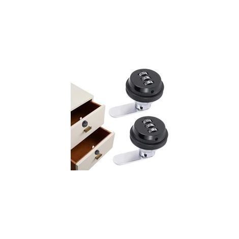 Serrure à combinaison noire pour armoire, serrure mécanique pour tiroirs, avec clés et vis inclus – Sécurisez vos espaces