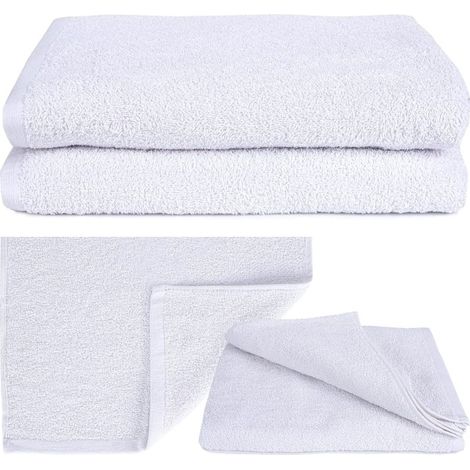 Trade Shop - Set 3 Ducha De Secado Ducha Cuarto De Baño Para Hotel Blanco Hotel 100% Algodón 100x150cm -
