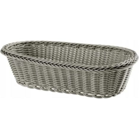 Cesta de plástico tejida, combinación oblonga, gris, imitación mimbre